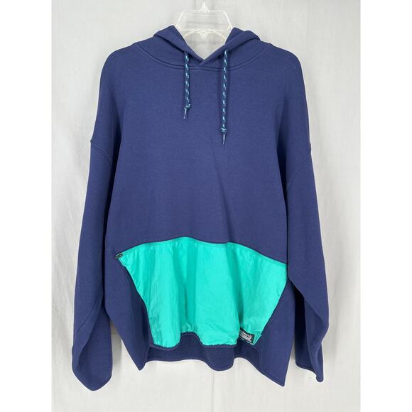 Levis Hoodie Mens XL Navy Blue Colorblock Outdoors Streetwear Retro Pockets - Picture 1 of 9
